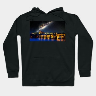 Milky Way over Prague Castle Hoodie